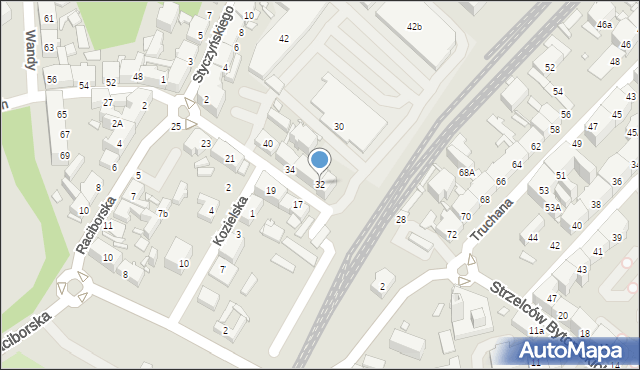 Chorzów, Strzelców Bytomskich, 32, mapa Chorzów