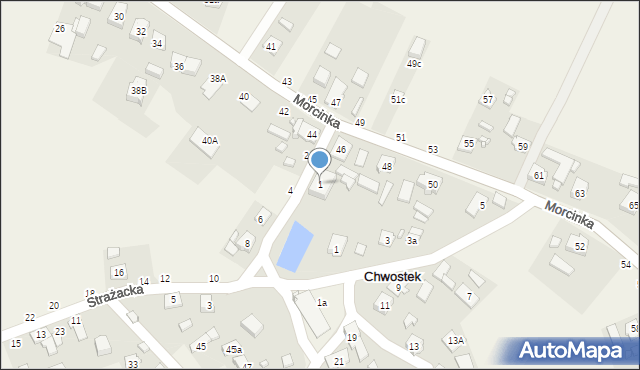 Chwostek, Strażacka, 1, mapa Chwostek