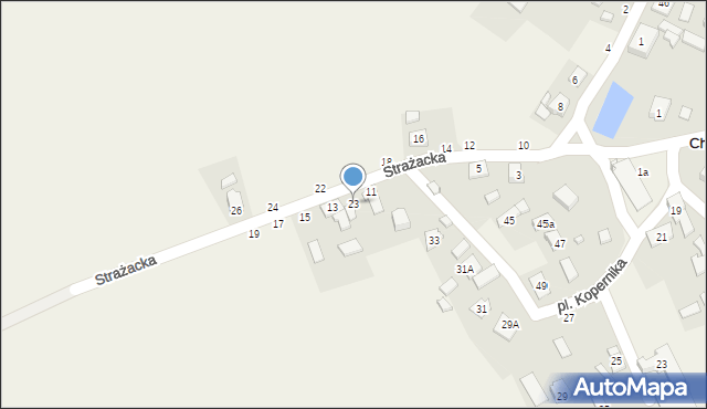 Chwostek, Strażacka, 23, mapa Chwostek
