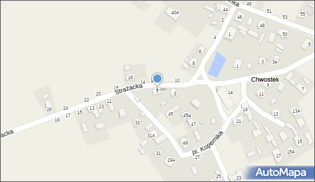 Chwostek, Strażacka, 5, mapa Chwostek