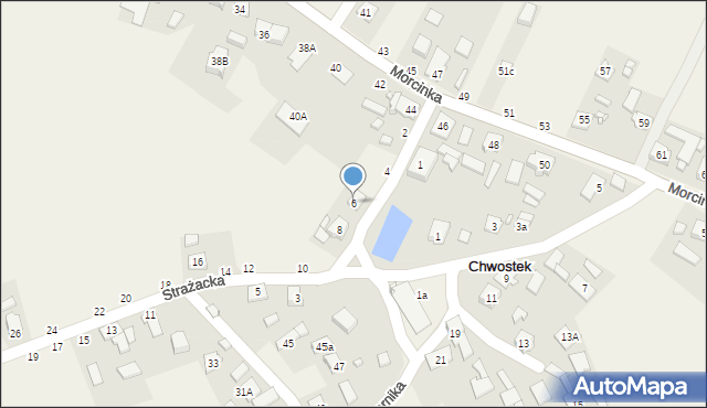 Chwostek, Strażacka, 6, mapa Chwostek