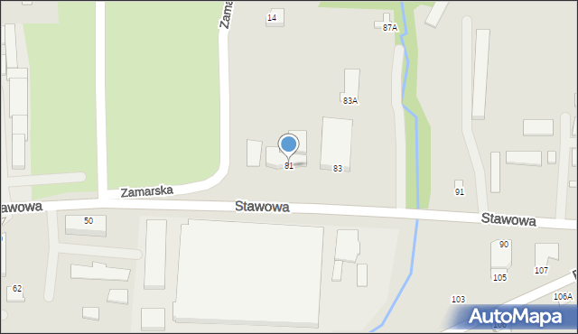 Cieszyn, Stawowa, 81, mapa Cieszyna