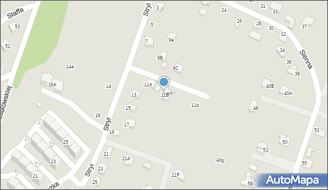 Cieszyn, Stryi Karola, 11B, mapa Cieszyna