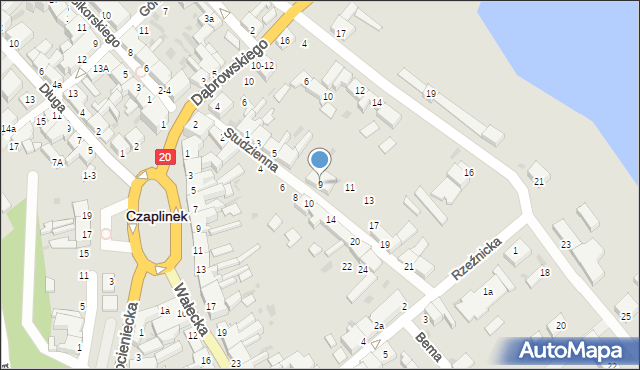 Czaplinek, Studzienna, 9, mapa Czaplinek