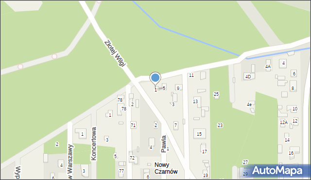 Czarnów, Starego Dębu, 1, mapa Czarnów