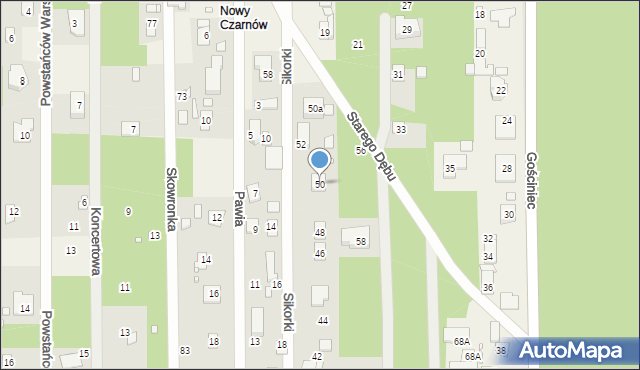 Czarnów, Starego Dębu, 50, mapa Czarnów
