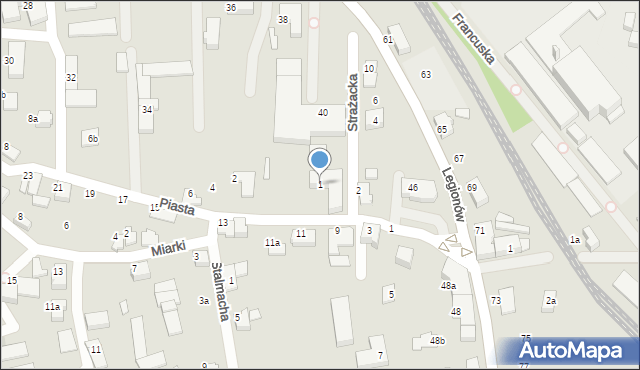 Czechowice-Dziedzice, Strażacka, 1, mapa Czechowic-Dziedzic