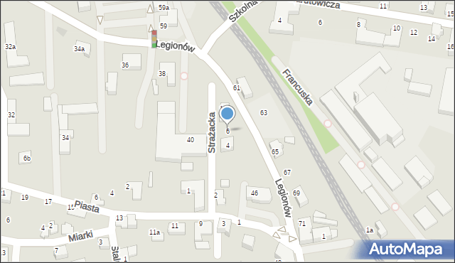 Czechowice-Dziedzice, Strażacka, 6, mapa Czechowic-Dziedzic