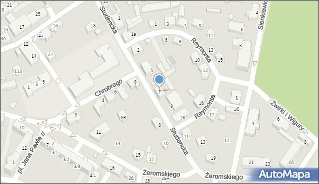 Czechowice-Dziedzice, Studencka, 7, mapa Czechowic-Dziedzic