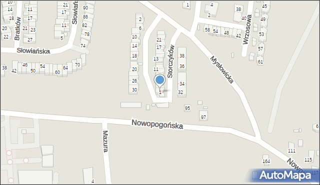 Czeladź, Storczyków, 1, mapa Czeladź