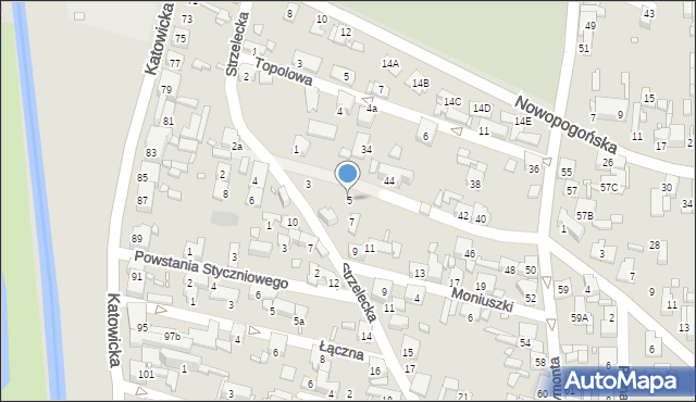 Czeladź, Strzelecka, 5, mapa Czeladź