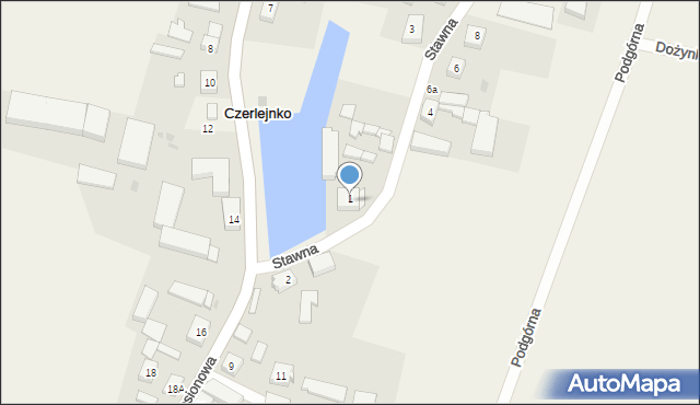 Czerlejnko, Stawna, 1, mapa Czerlejnko