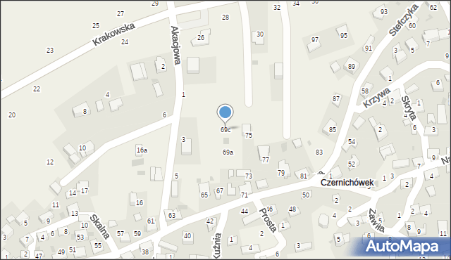 Czernichów, Stefczyka Franciszka, 69c, mapa Czernichów