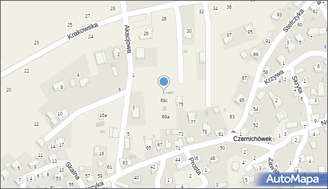 Czernichów, Stefczyka Franciszka, 69d, mapa Czernichów