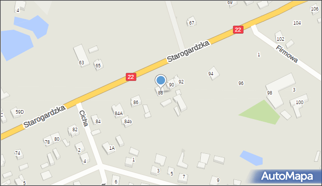 Czersk, Starogardzka, 88, mapa Czersk