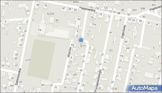 Częstochowa, Stefana Batorego, 8, mapa Częstochowy