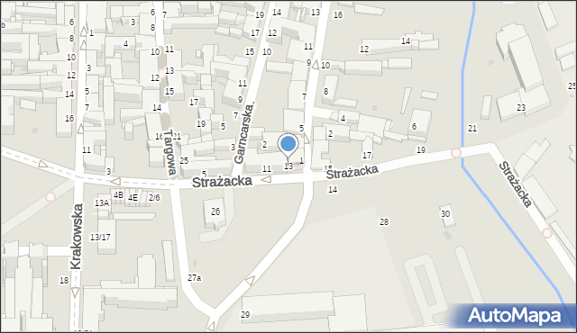 Częstochowa, Strażacka, 13, mapa Częstochowy