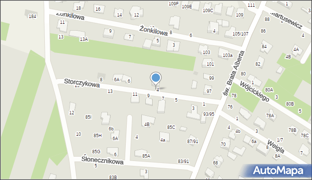 Częstochowa, Storczykowa, 4, mapa Częstochowy