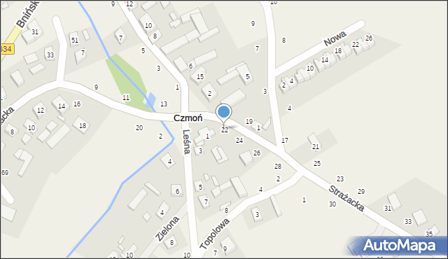 Czmoń, Strażacka, 22, mapa Czmoń