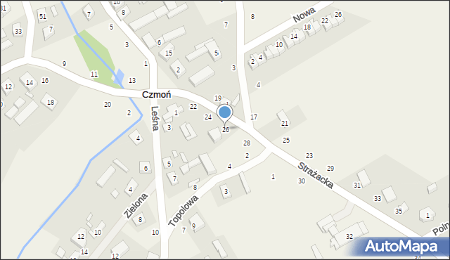 Czmoń, Strażacka, 26, mapa Czmoń