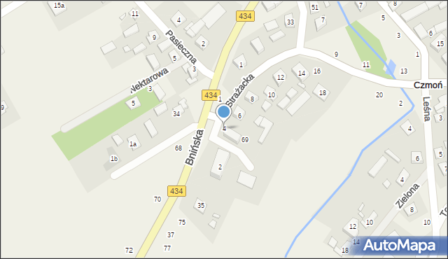Czmoń, Strażacka, 4, mapa Czmoń