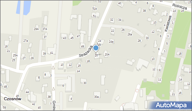 Czosnów, Strażacka, 20, mapa Czosnów