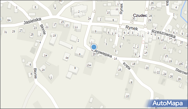 Czudec, Starowiejska, 10, mapa Czudec
