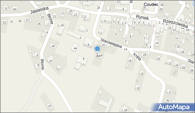 Czudec, Starowiejska, 10A, mapa Czudec
