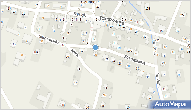 Czudec, Starowiejska, 20, mapa Czudec