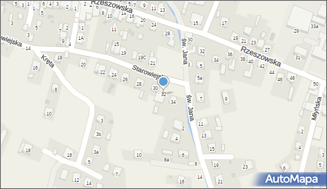 Czudec, Starowiejska, 32, mapa Czudec