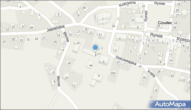 Czudec, Starowiejska, 4, mapa Czudec