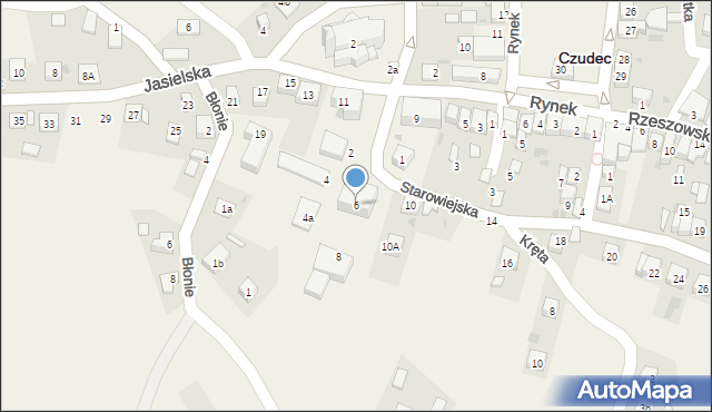 Czudec, Starowiejska, 6, mapa Czudec