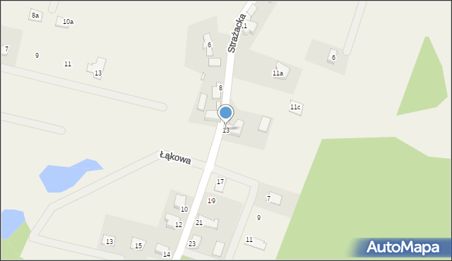 Dąbie, Strażacka, 13, mapa Dąbie