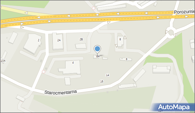 Dąbrowa Górnicza, Starocmentarna, 8A, mapa Dąbrowa Górnicza