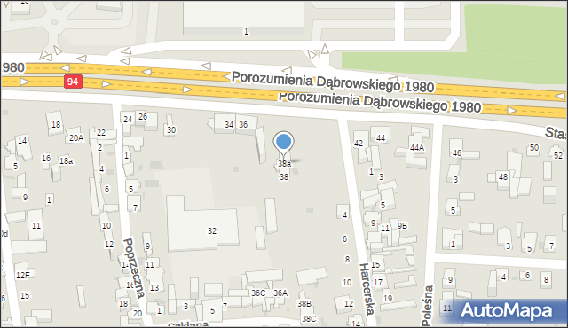Dąbrowa Górnicza, Staszica Stanisława, 38a, mapa Dąbrowa Górnicza