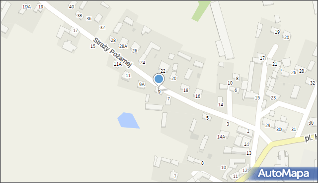 Dąbrowa Zielona, Straży Pożarnej, 9, mapa Dąbrowa Zielona