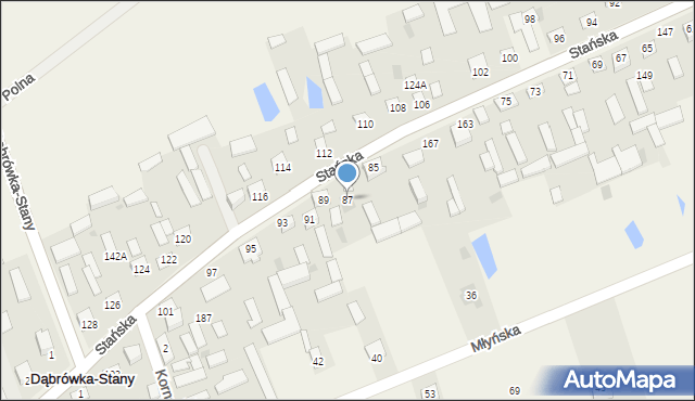 Dąbrówka-Stany, Stańska, 87, mapa Dąbrówka-Stany