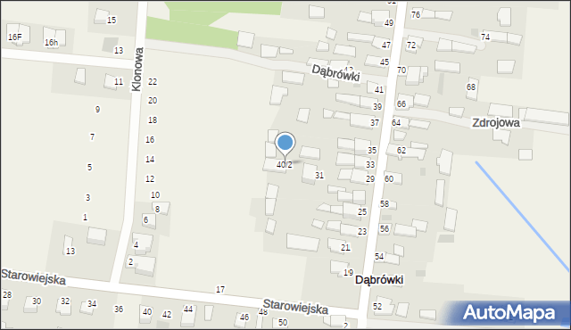 Dąbrówki, Starowiejska, 40/2, mapa Dąbrówki