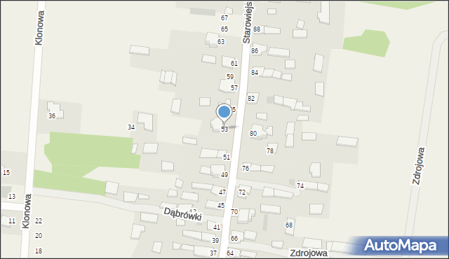Dąbrówki, Starowiejska, 53, mapa Dąbrówki