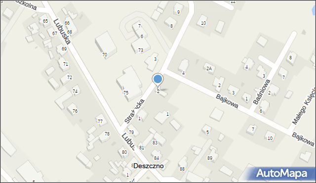 Deszczno, Strażacka, 2, mapa Deszczno