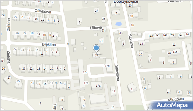 Dobrzykowice, Stawowa, 19, mapa Dobrzykowice