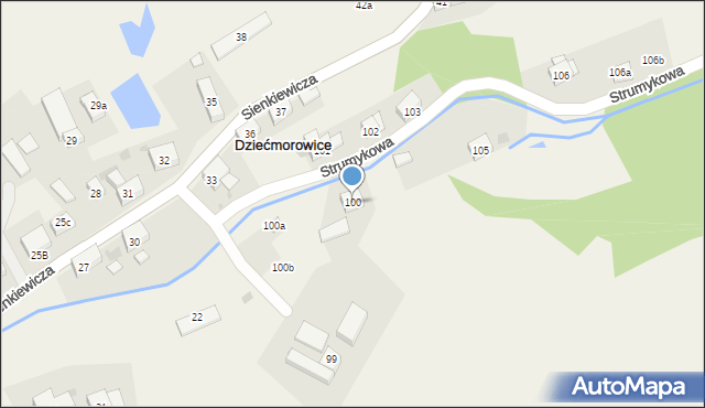 Dziećmorowice, Strumykowa, 100, mapa Dziećmorowice