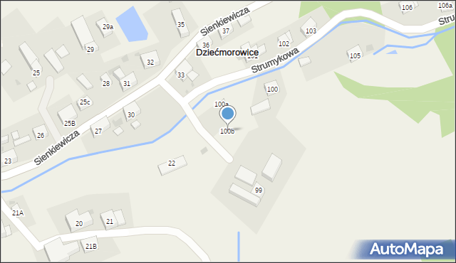 Dziećmorowice, Strumykowa, 100b, mapa Dziećmorowice