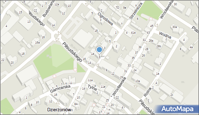 Dzierżoniów, Strzelnicza, 1, mapa Dzierżoniów