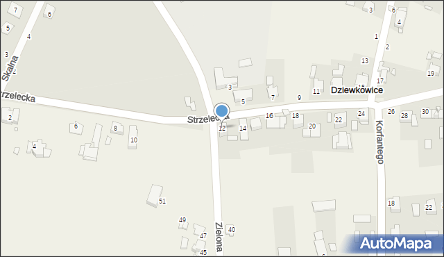 Dziewkowice, Strzelecka, 12, mapa Dziewkowice