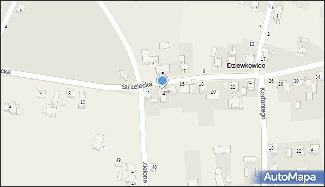 Dziewkowice, Strzelecka, 14, mapa Dziewkowice