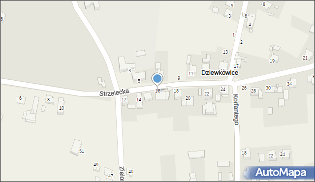 Dziewkowice, Strzelecka, 16, mapa Dziewkowice