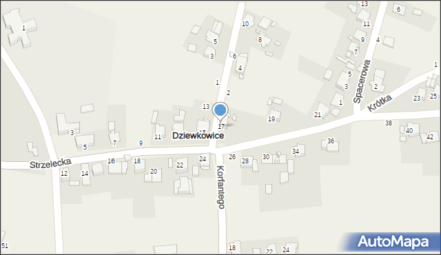 Dziewkowice, Strzelecka, 17, mapa Dziewkowice