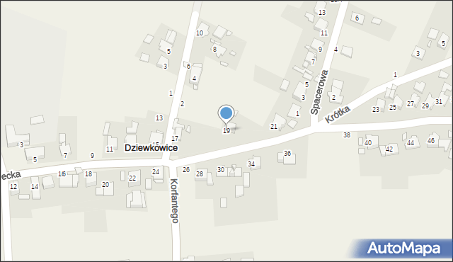 Dziewkowice, Strzelecka, 19, mapa Dziewkowice