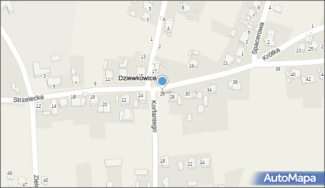 Dziewkowice, Strzelecka, 26, mapa Dziewkowice